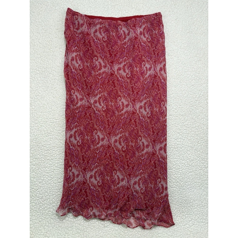 Vintage 90s Y2K 100% Silk Slip Skirt Size 16 Ashley Stewart Paisley Maxi Lined